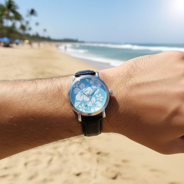 Montre Fleurs de plage bleu tropical (beach watch)