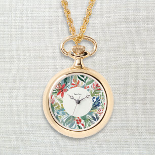 Montre Fleurs de Poinsettia Rouge Joli Noël Floral