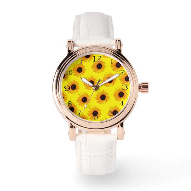 Montre Fleurs de soleil peintes à l'huile jaune, (Recto)