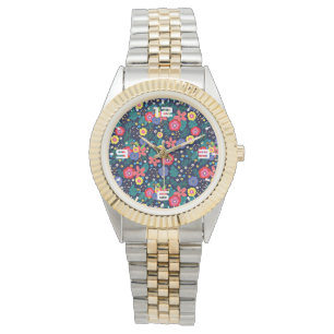Montre Fleurs Décoratives Et Feuille Motif-48675