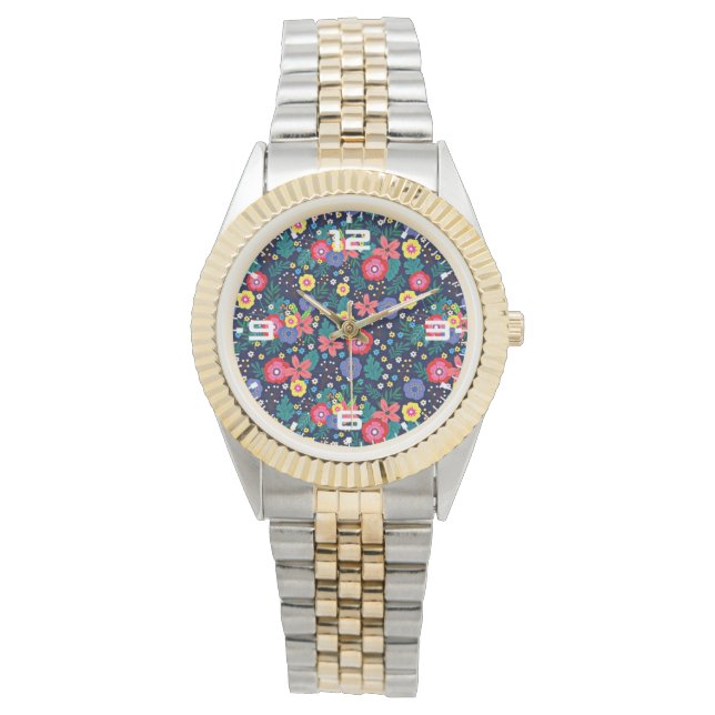 Montre Fleurs Décoratives Et Feuille Motif-48675 (devant)