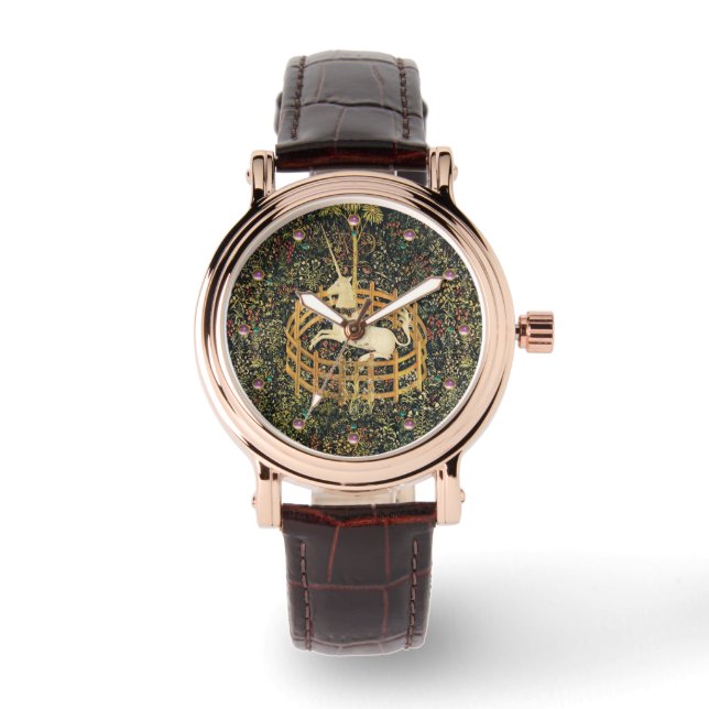 MONTRE FLEURS D'IMAGINAIRES UNICORNES ET GOTHIQUES, MOTIF (Recto)