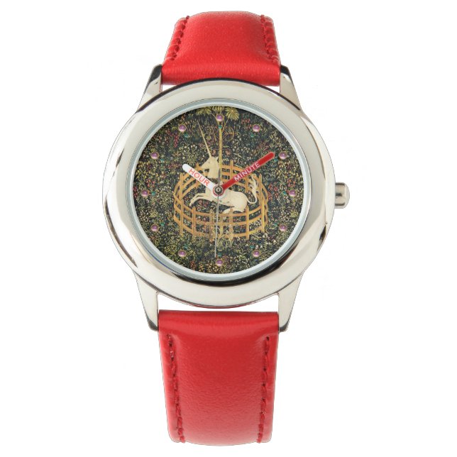 MONTRE FLEURS D'IMAGINAIRES UNICORNES ET GOTHIQUES, MOTIF (devant)