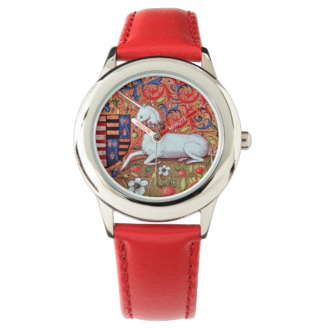 MONTRE FLEURS D'IMAGINAIRES UNICORNES ET MÉDIÉVAUX, MOTIF (devant)