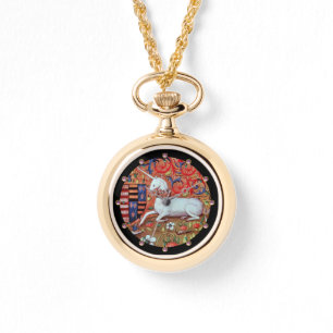 MONTRE FLEURS D'IMAGINAIRES UNICORNES ET MÉDIÉVAUX, MOTIF