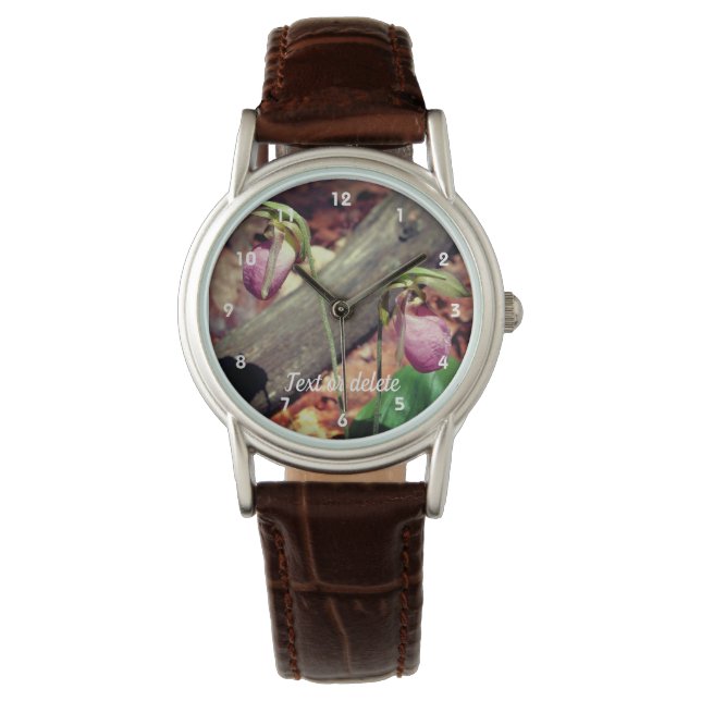Montre Fleurs d'orchidées de chlipper rose boisé (devant)