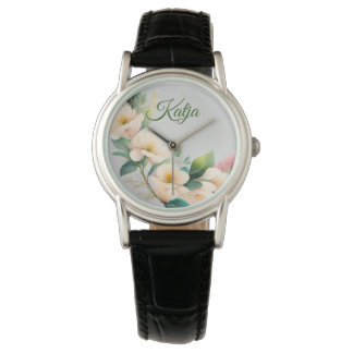 Montre Fleurs en crème blanche
