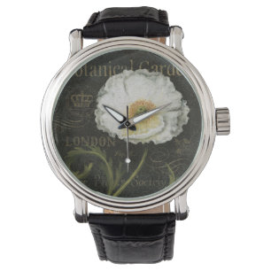 Montre Fleurs et feuille blancs