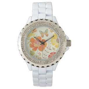 Montre Fleurs et papillons colorés