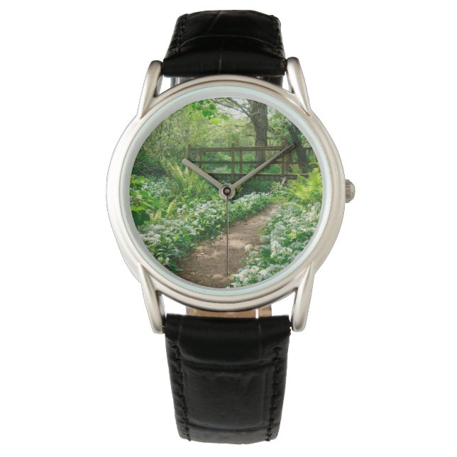 Montre Fleurs | Fleurs sauvages blancs en forêt (devant)