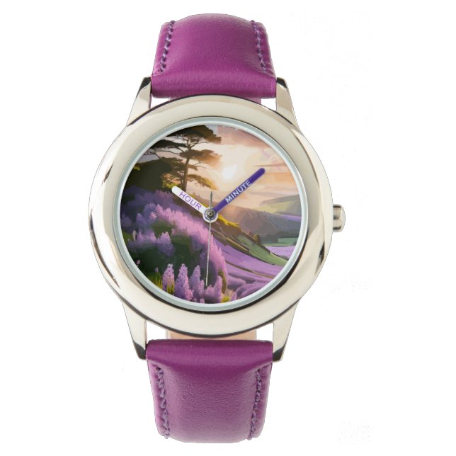 Montre Fleurs Lilac fleurissent sur la colline au soleil  (devant)