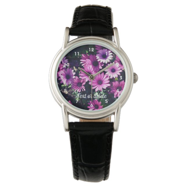 Montre Fleurs marguerites violettes africaines personnali (devant)