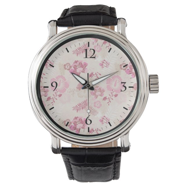 Montre Fleurs modernes roses mignonnes motif (devant)