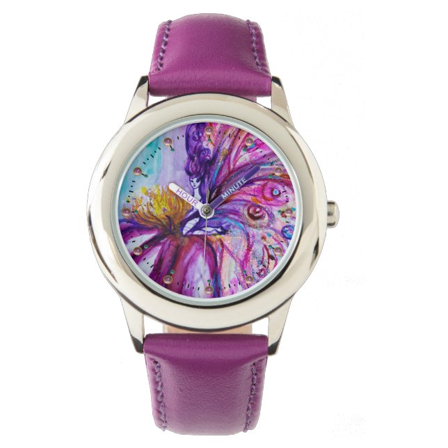 MONTRE FLEURS MORTES BLANCHES EN ROSE, PARKLES D'OR (devant)