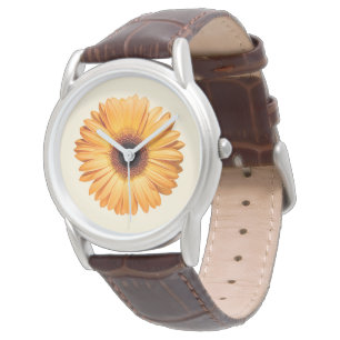 Montre Fleurs Orange Gerbera