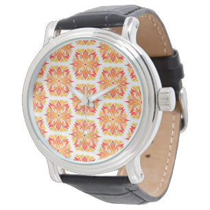 Montre Fleurs orange, motif de fleurs, motif floral