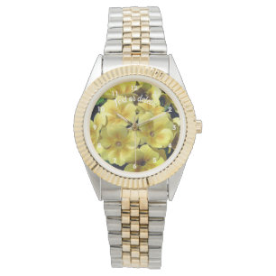 Montre Fleurs printanières Primrose Jaune Personnalisées