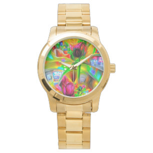 Montre Fleurs psychédéliques Abstraites