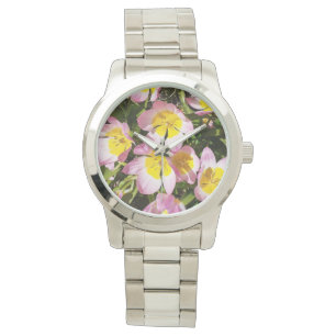 Montre Fleurs roses et jaunes