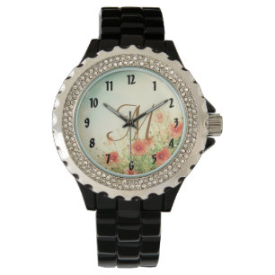 Montre Fleurs roses sauvages dans le bracelet