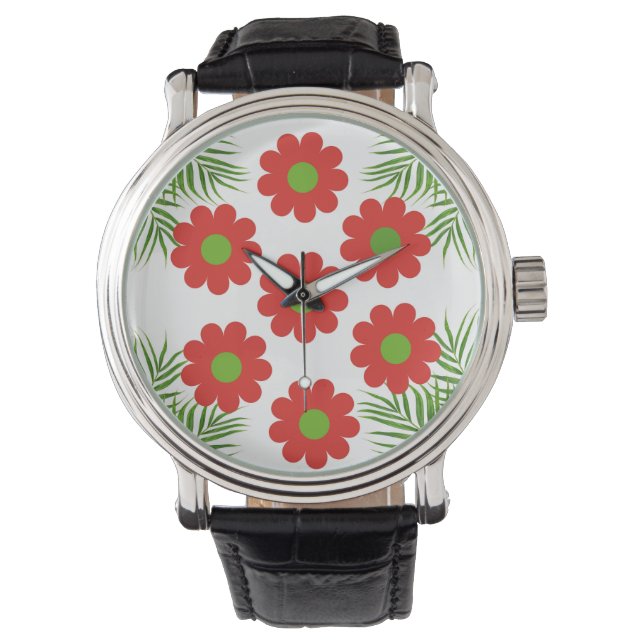 Montre fleurs rouges (devant)