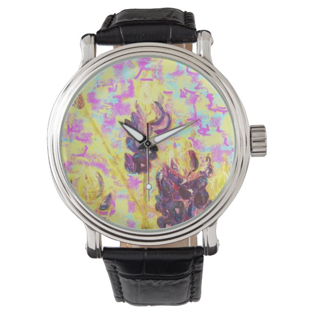Montre fleurs sauvages bluebonnet en haut (devant)