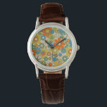 Montre Fleurs super rétro 60s les années 70 motif floral<br><div class="desc">Jardin Retro Super Floral Joyeux 60 ans les années 70 Motif moutarde Bleu orange Vert et Beige. Des fleurs d'esthétique optimistes,  colorées,  vives et vintages avec une ambiance des années 1960 et 1970. Par Kierkegaard Design Studio.</div>