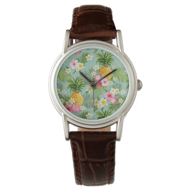 Montre Fleurs tropicales et ananas (devant)