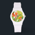 Montre Fleurs tropicales | Oiseau du paradis<br><div class="desc">Aquarelle Fleurs tropicales 2 Artiste : Tim OToole</div>