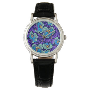 Montre Fleurs violettes et bleues William Morris
