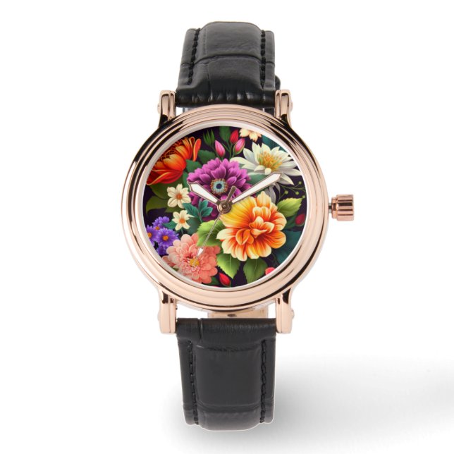 Montre Fleurs vives et colorées (Recto)