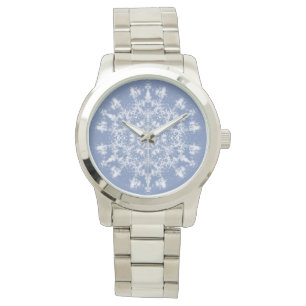 Montre Flocon de neige fractal ajouré abstrait sur fond b
