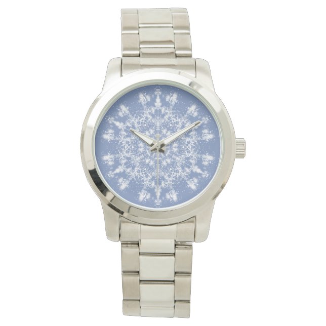 Montre Flocon de neige fractal ajouré abstrait sur fond b (devant)