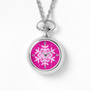 Montre Flocon de neige Ikat - Fuchsia et rose glace