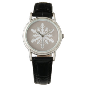 Montre Flocon de neige Ikat - Taupe et blanc