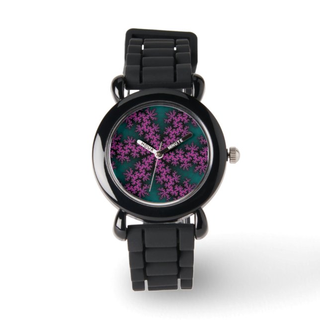 Montre Flocon de neige turquoise et violet (Recto)