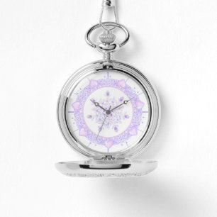 Montre flocon de neige violet clair et coeur étincelant