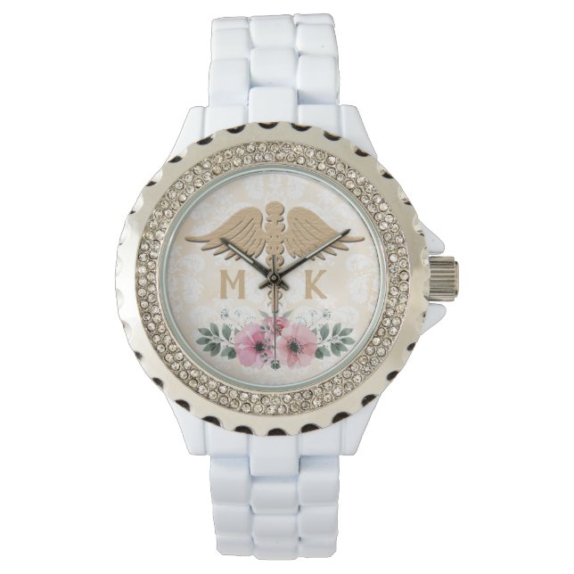 Montre Floral Blush et Gold Doctor Monogramme (devant)