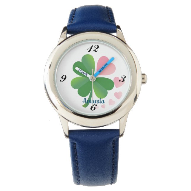 Montre "Floral Pattern" Design personnalisé eWatch bleu (devant)