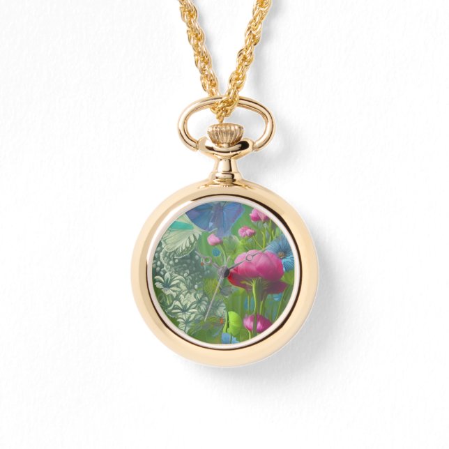 Montre Floral rose, bleu et blanc muet (Recto)