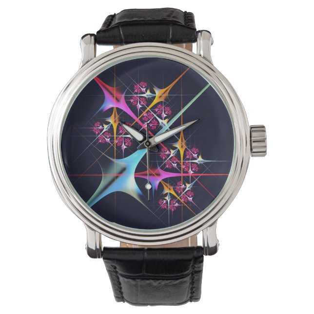 Montre Floral rose moderne Art Abstrait Couleur Motif #01 (devant)