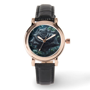 Montre Floral Rose noir
