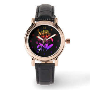 Montre florale des femmes noires