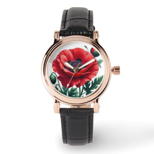 Montre Flore de pavot rouge (Recto)