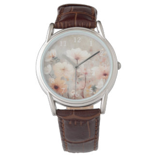 Montre Flore Pêche Fleurs Beige Design 328