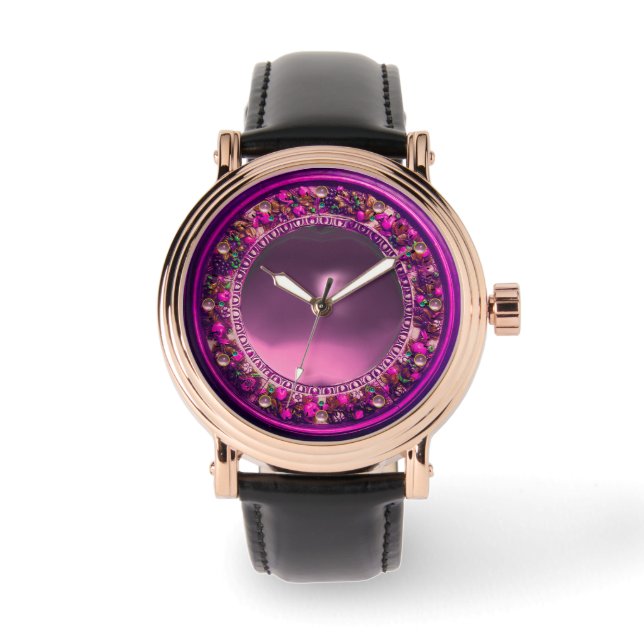 MONTRE FLORENTINE FUCHSIA PURPLE FLORAL CROWN, GEM ROSE (Recto)