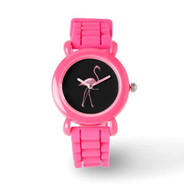Montre Floride Flamant rose Parties scintillant MontreUsi (Recto)