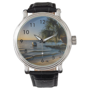 Montre Floride Palmier Leaning Sunset Wrist Watch