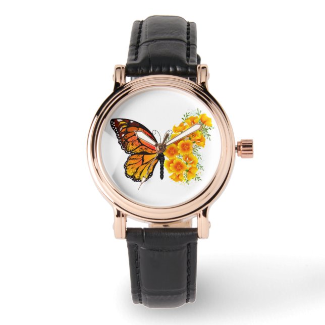 Montre Flower Butterfly with Yellow California Poppy (Recto)