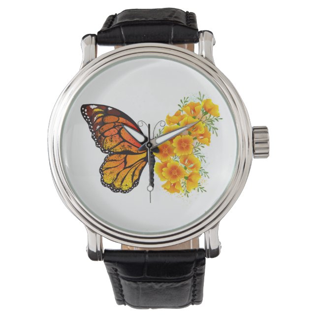 Montre Flower Butterfly with Yellow California Poppy (devant)